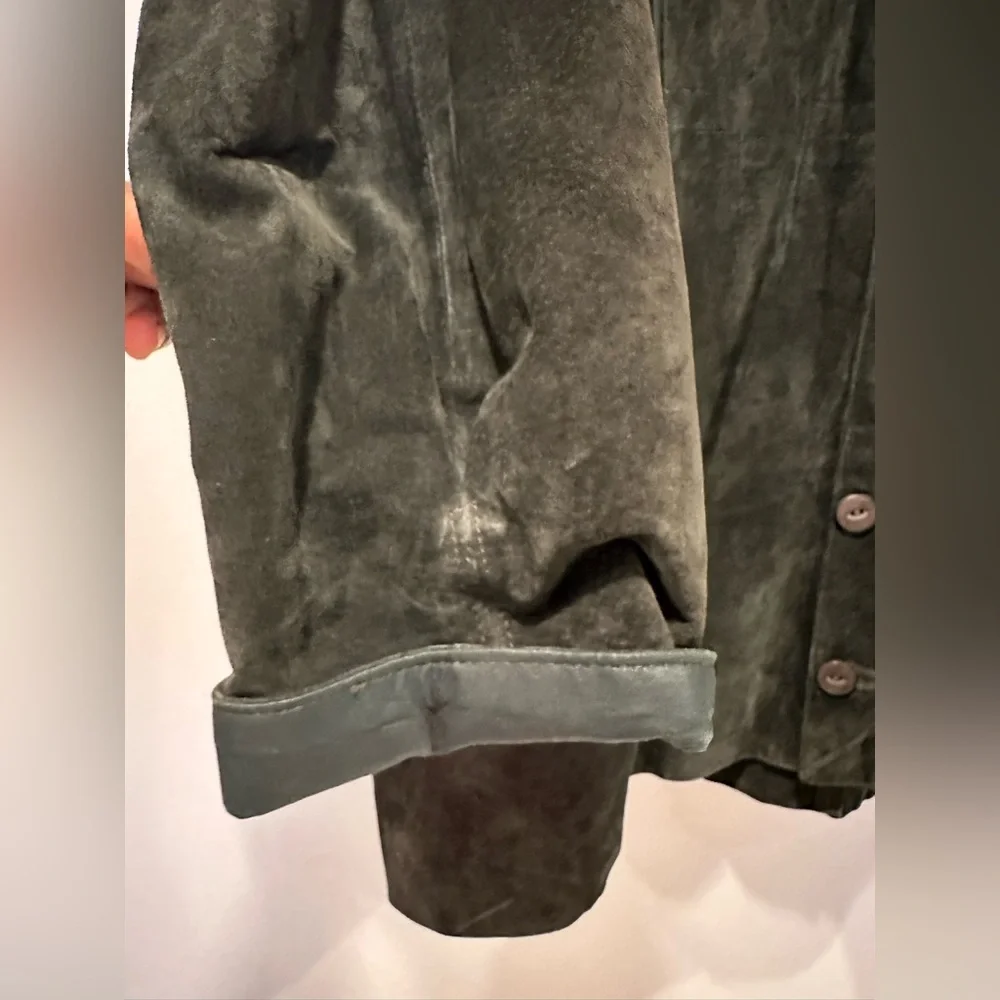 Naturel Women's Vintage Leather Jacket in Green - Picture 11 of 12